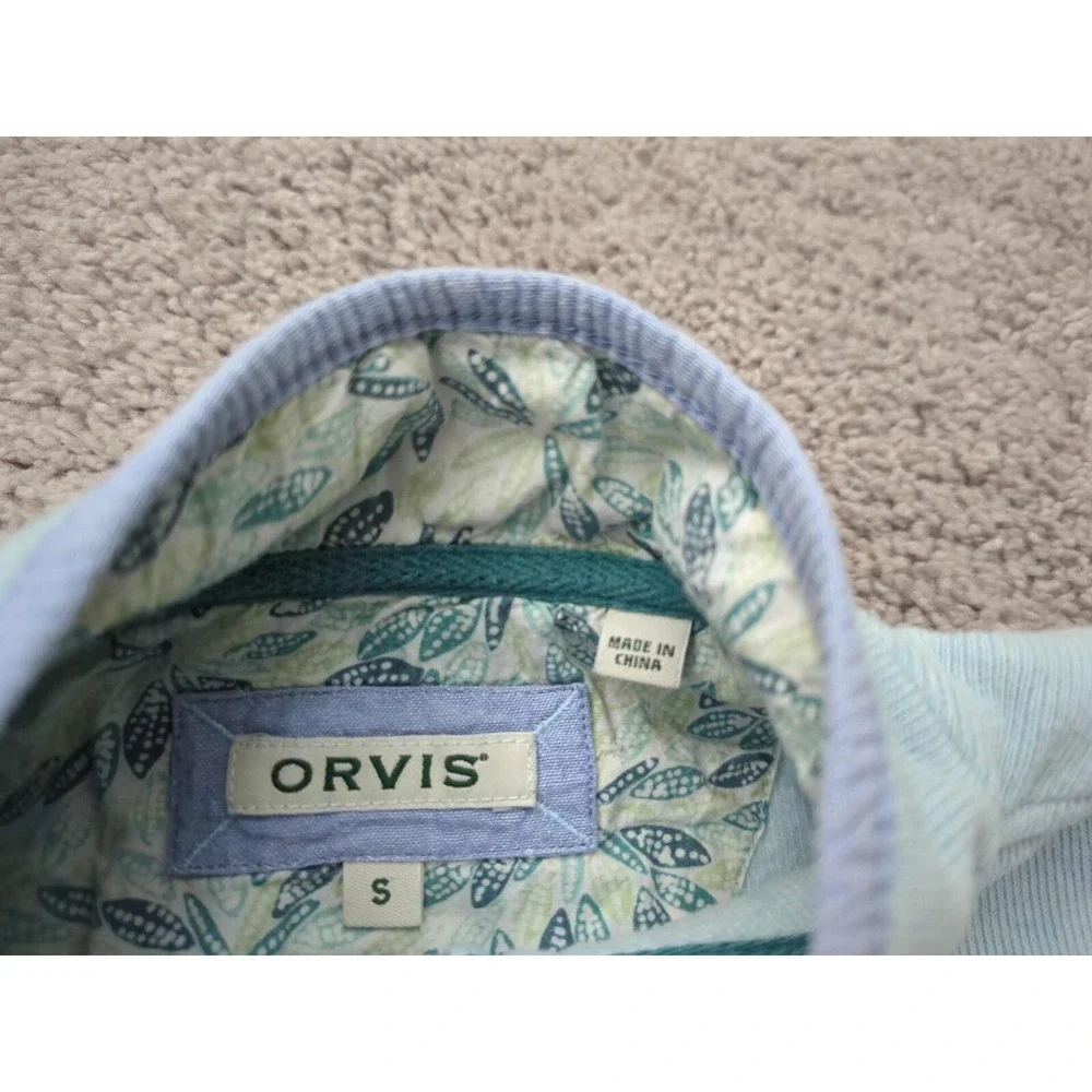 Orvis Sweater Womens Small‎ Blue Pullover Long Sleeve 100% Cotton Knit Outdoor